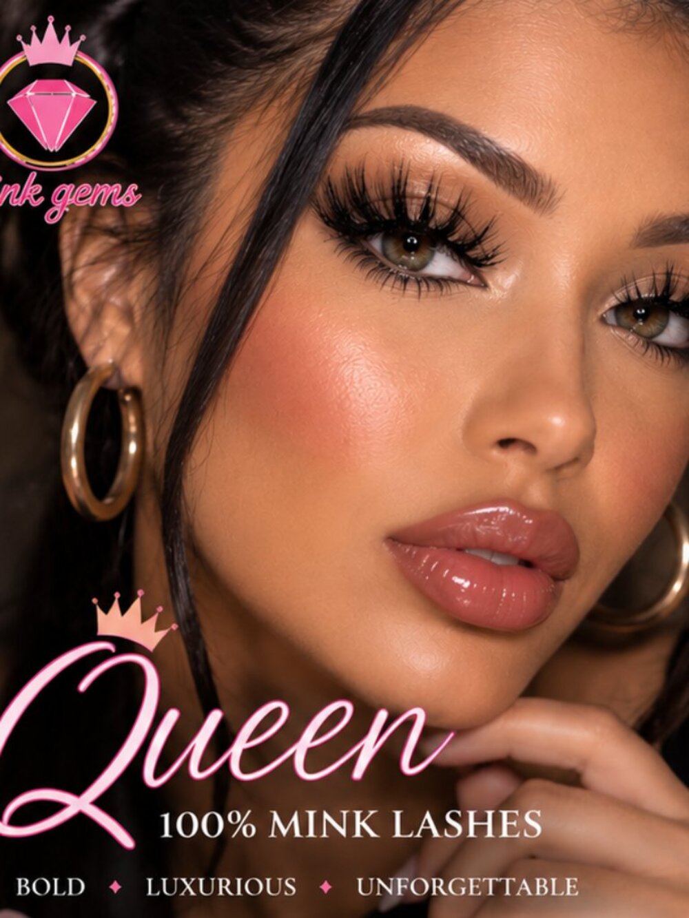 Queen 100% Mink Lashes – Luxury Wispy Full Volume Dramatic Glam